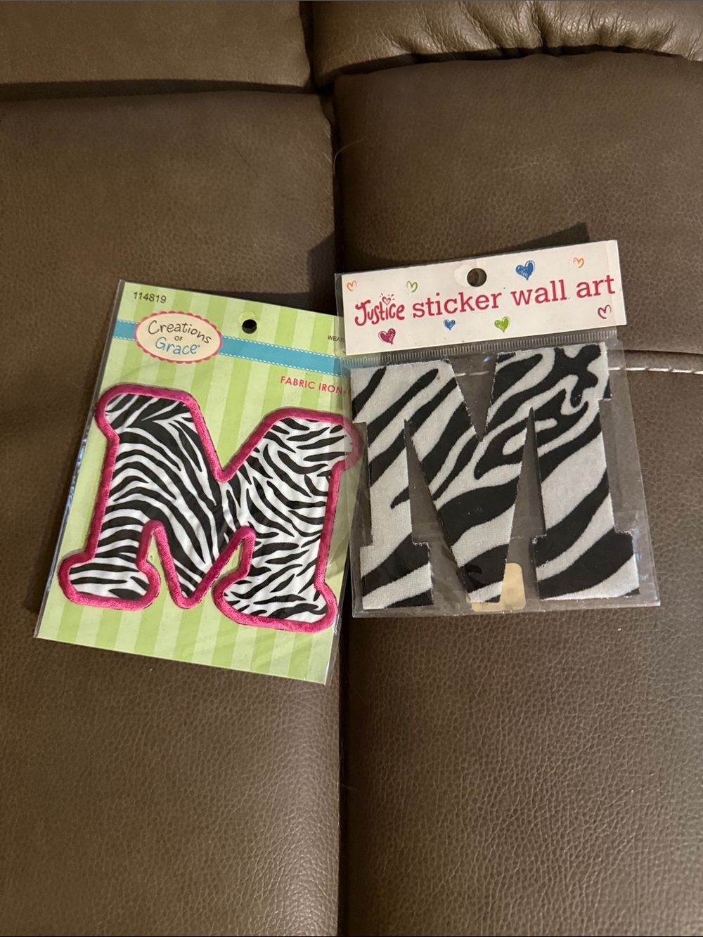 Justice Zebra 'M' Wall Decor Set - Black, White, Pink